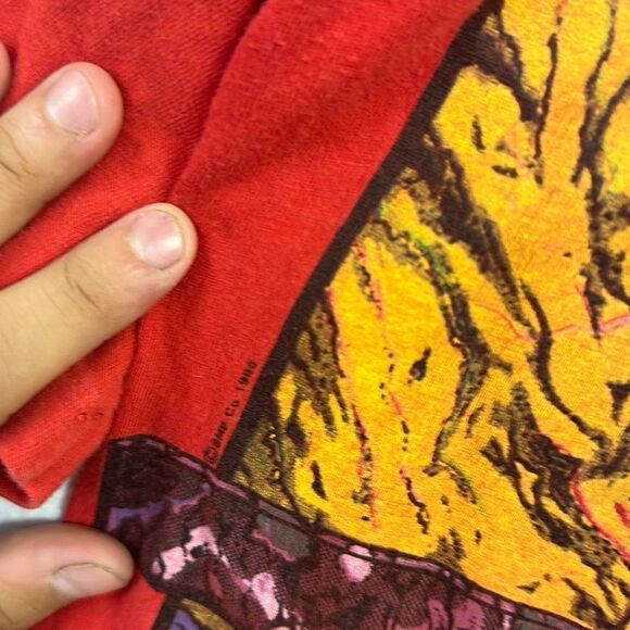 Vintage 80s Men's Red Hobie Heavy Pullover Crew Neck T-shirt‎ Size L - Picture 3 of 11